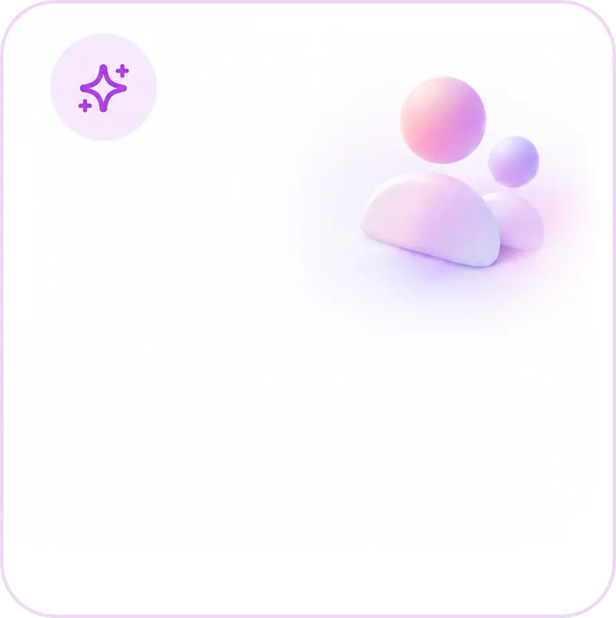 Pastel abstract 3D character forms in pink and purple