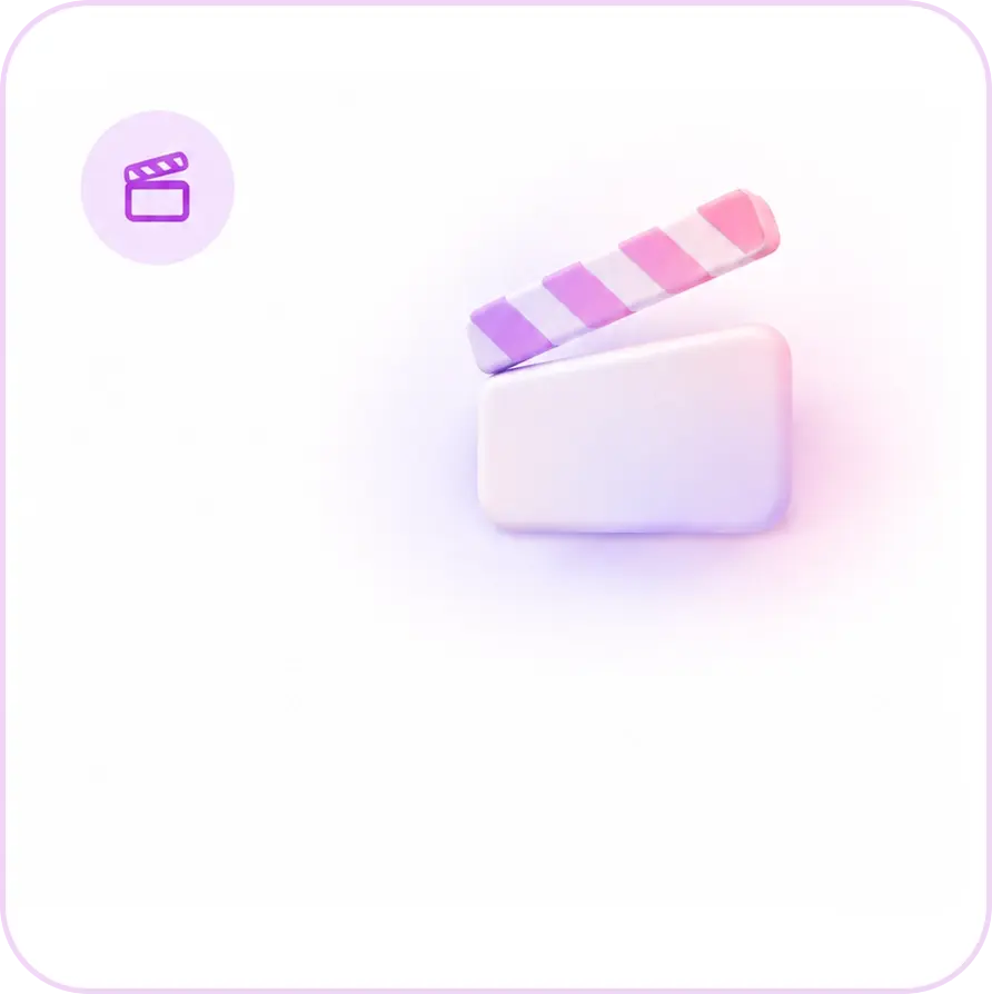 Pastel 3D clapperboard representing motion and animation