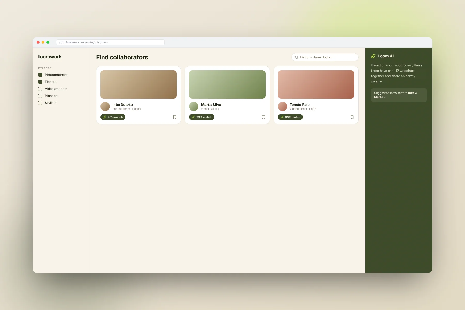 Loomwork — AI matchmaking for the creative economy